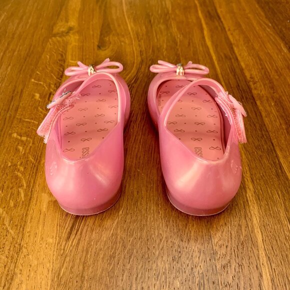 MINI MELISSA Pink Bow Mary Jane Shoes Girls 7 Jelly Flats Sweet Love IV Shoe - Picture 6 of 8